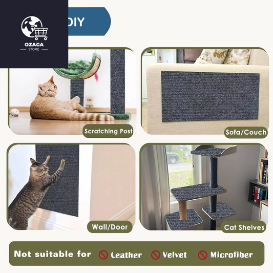Self-Adhesive Carpet Cat Scratch Board for Wall and Sofa Protection - Trimmable and DIY Solution for Paws Sharpening