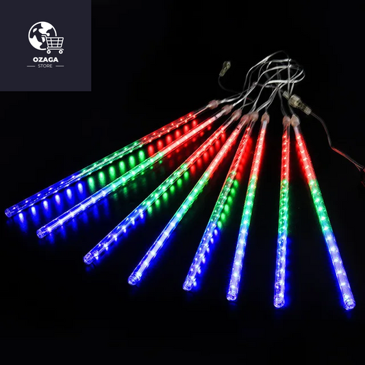 LED Waterproof Meteor Shower Rain Lights - 30CM Falling Raindrop Fairy String Lights for Christmas, Holiday Parties, and Patio Decoration