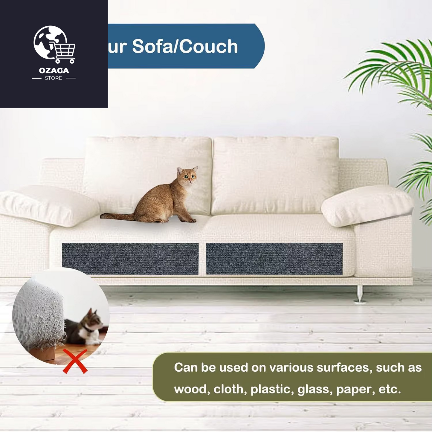 Self-Adhesive Carpet Cat Scratch Board for Wall and Sofa Protection - Trimmable and DIY Solution for Paws Sharpening
