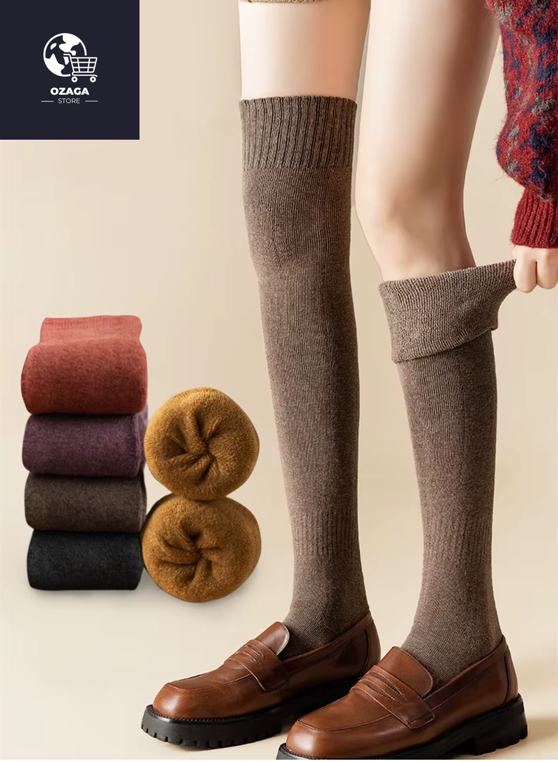 2 Pairs Cute Cow Spots Print Socks, Thickened & Warm Coral Fleece Socks, Women'S Stockings & Hosiery