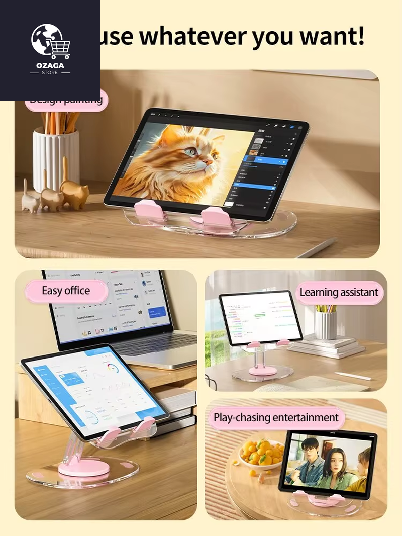 360° Rotating Mobile Phone Stand Multi-Functional Flat Support Stand Retractable Mobile Phone Stand Desktop