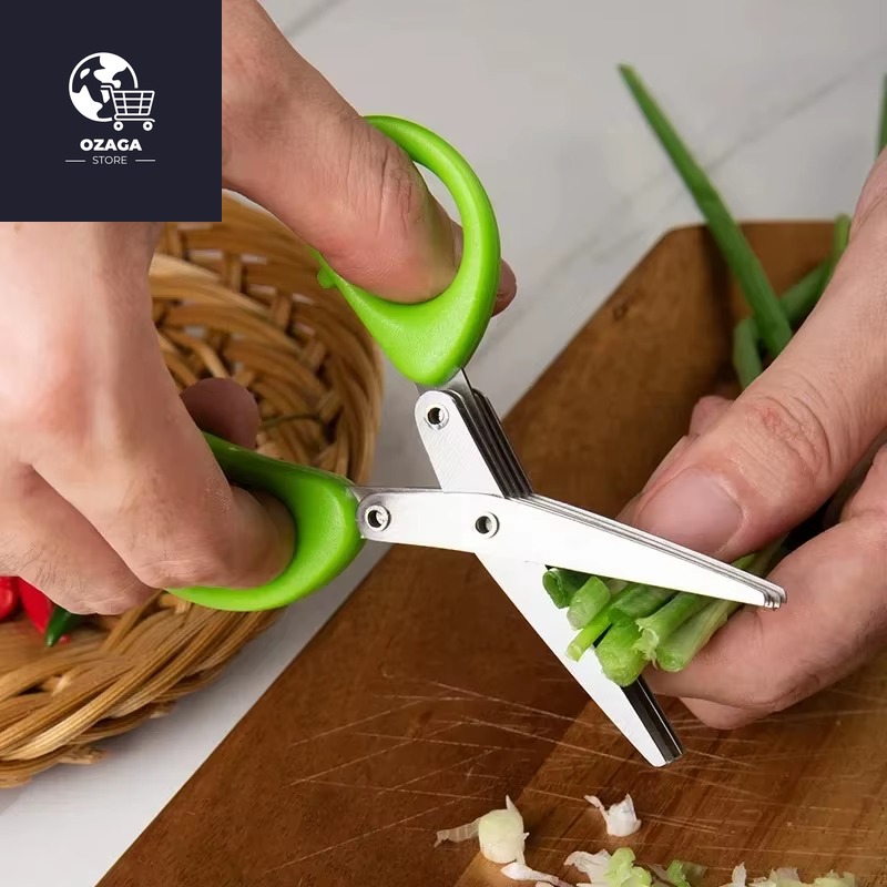 Multi-Functional Stainless Steel 3-5 Layer Kitchen Scissors for Cutting and Chopping Pepper, Scallion, and Laver
