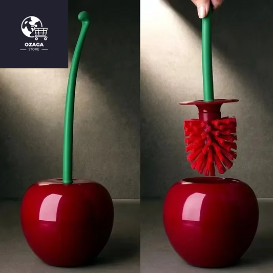 Red Cherry-Shaped Toilet Brush and Holder Set - Creative Bathroom Accessory