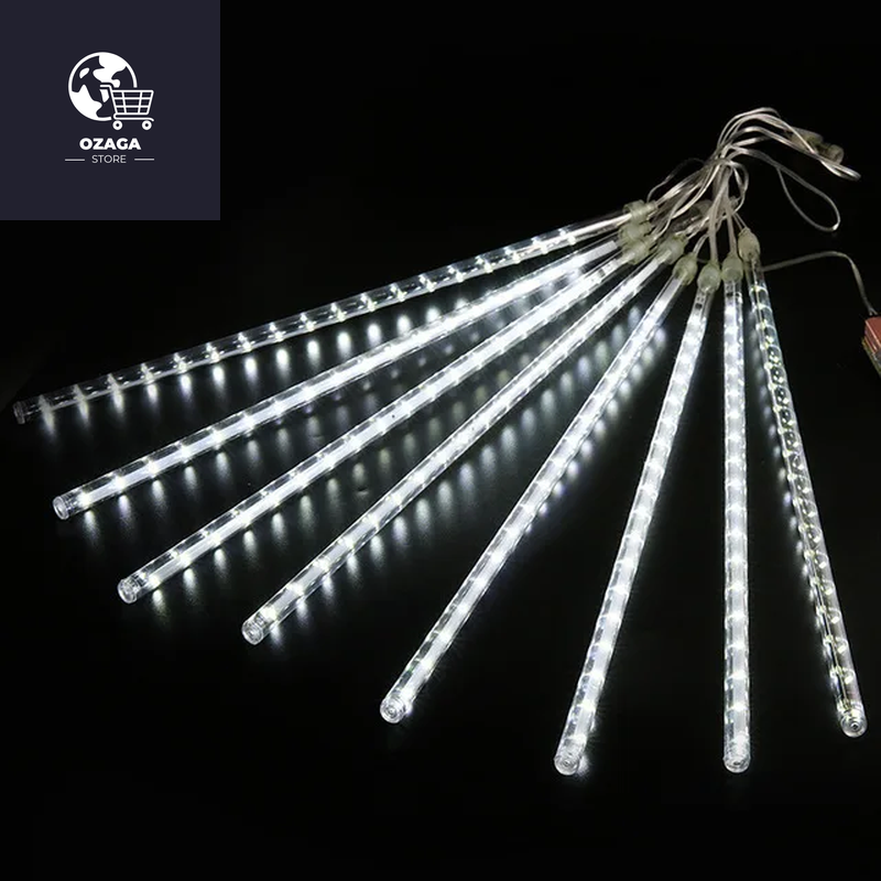 LED Waterproof Meteor Shower Rain Lights - 30CM Falling Raindrop Fairy String Lights for Christmas, Holiday Parties, and Patio Decoration
