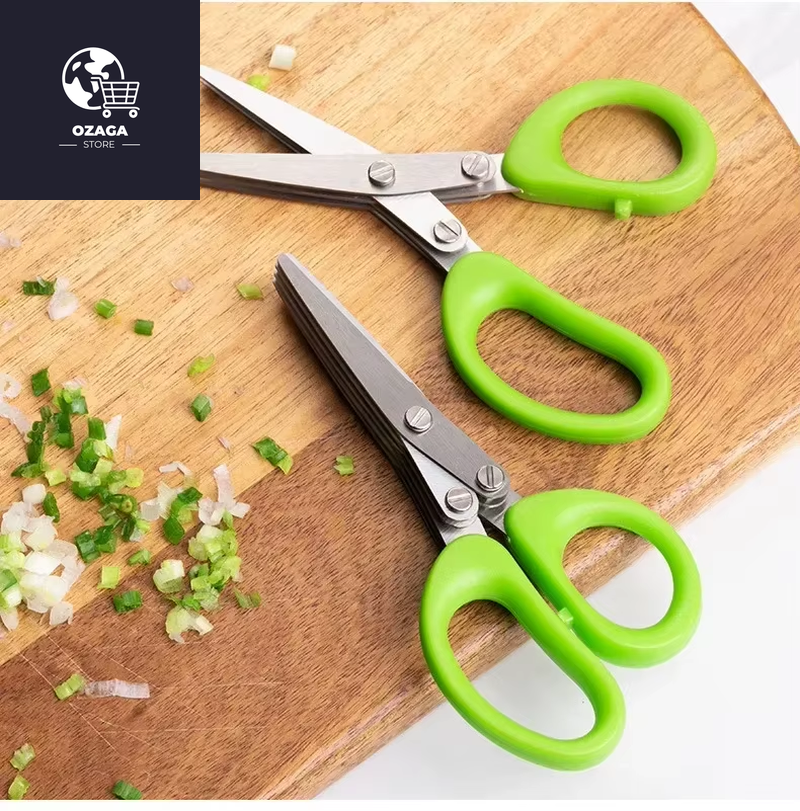 Multi-Functional Stainless Steel 3-5 Layer Kitchen Scissors for Cutting and Chopping Pepper, Scallion, and Laver