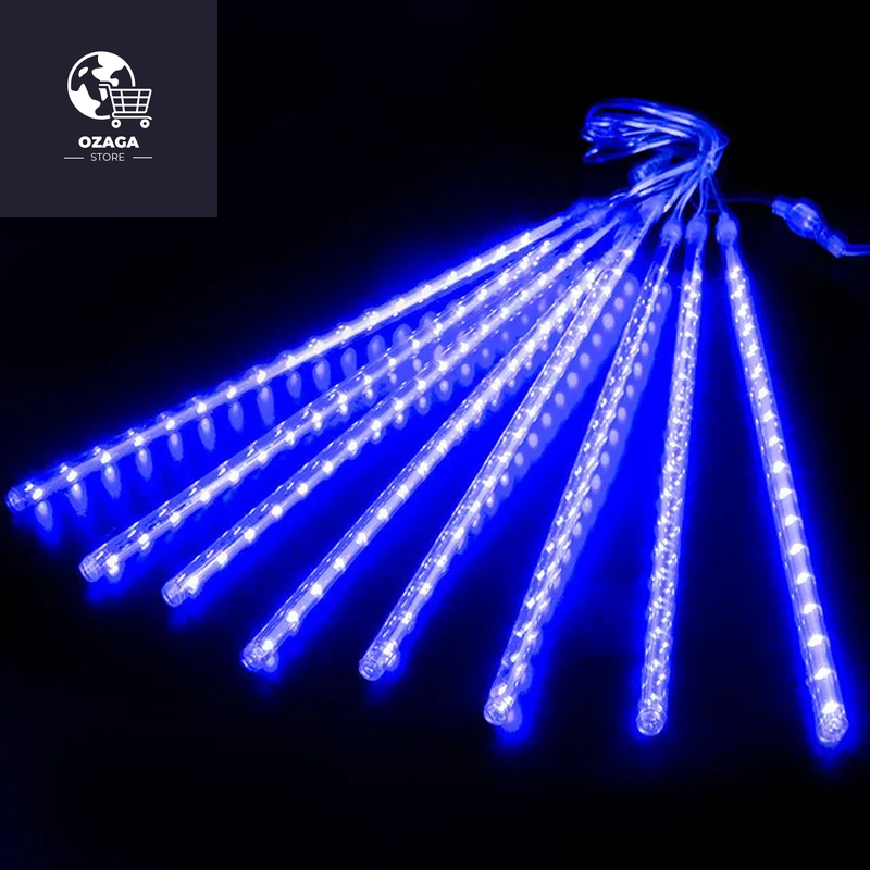 LED Waterproof Meteor Shower Rain Lights - 30CM Falling Raindrop Fairy String Lights for Christmas, Holiday Parties, and Patio Decoration