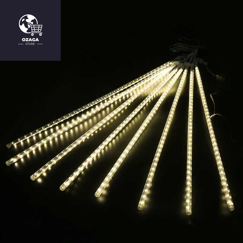 LED Waterproof Meteor Shower Rain Lights - 30CM Falling Raindrop Fairy String Lights for Christmas, Holiday Parties, and Patio Decoration