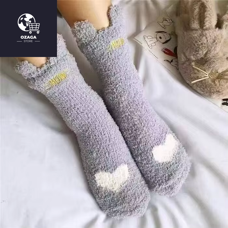2 Pairs Cute Cow Spots Print Socks, Thickened & Warm Coral Fleece Socks, Women'S Stockings & Hosiery