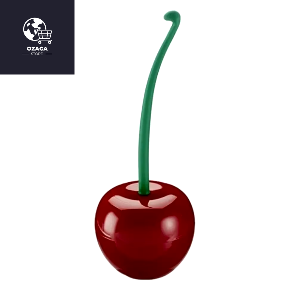 Red Cherry-Shaped Toilet Brush and Holder Set - Creative Bathroom Accessory