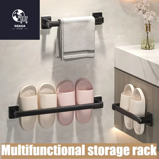 6Pcsbathroom Towel Rack Towel Holder Self-Adhesive Bathroom Towel Rack Hooks Bathroom Shelf without Drilling Towelrack Bathroom