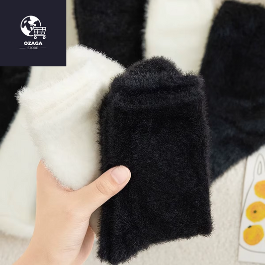 2 Pairs Cute Cow Spots Print Socks, Thickened & Warm Coral Fleece Socks, Women'S Stockings & Hosiery