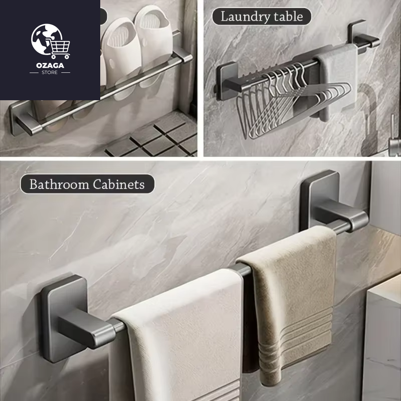 6Pcsbathroom Towel Rack Towel Holder Self-Adhesive Bathroom Towel Rack Hooks Bathroom Shelf without Drilling Towelrack Bathroom