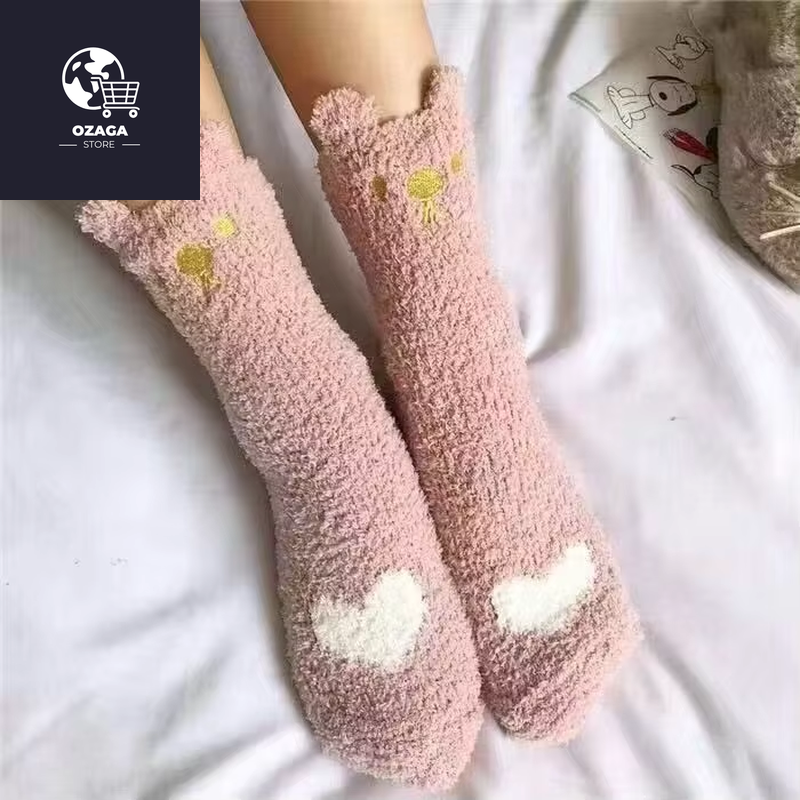 2 Pairs Cute Cow Spots Print Socks, Thickened & Warm Coral Fleece Socks, Women'S Stockings & Hosiery