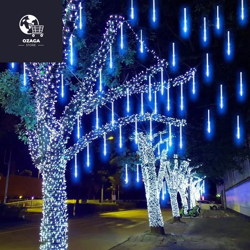 LED Waterproof Meteor Shower Rain Lights - 30CM Falling Raindrop Fairy String Lights for Christmas, Holiday Parties, and Patio Decoration