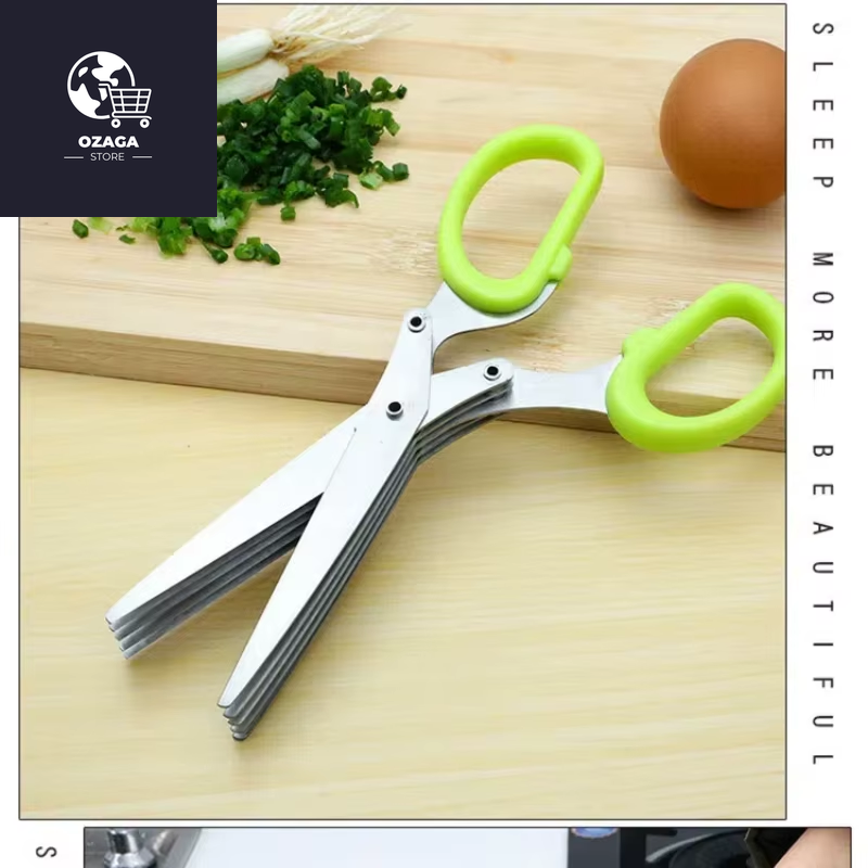 Multi-Functional Stainless Steel 3-5 Layer Kitchen Scissors for Cutting and Chopping Pepper, Scallion, and Laver