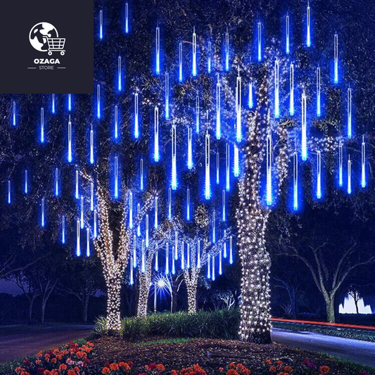 LED Waterproof Meteor Shower Rain Lights - 30CM Falling Raindrop Fairy String Lights for Christmas, Holiday Parties, and Patio Decoration