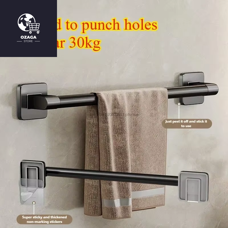 6Pcsbathroom Towel Rack Towel Holder Self-Adhesive Bathroom Towel Rack Hooks Bathroom Shelf without Drilling Towelrack Bathroom