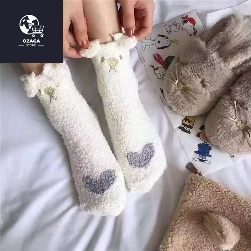 2 Pairs Cute Cow Spots Print Socks, Thickened & Warm Coral Fleece Socks, Women'S Stockings & Hosiery