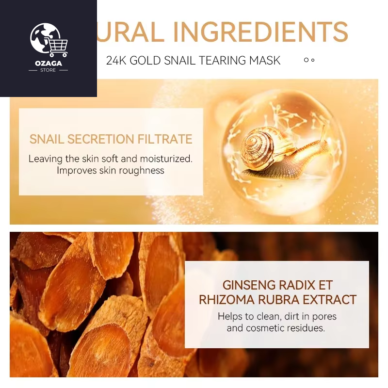LAIKOU 24K Gold Snail Deep Cleansing Tearing Mask for Blackhead Removal - 50g