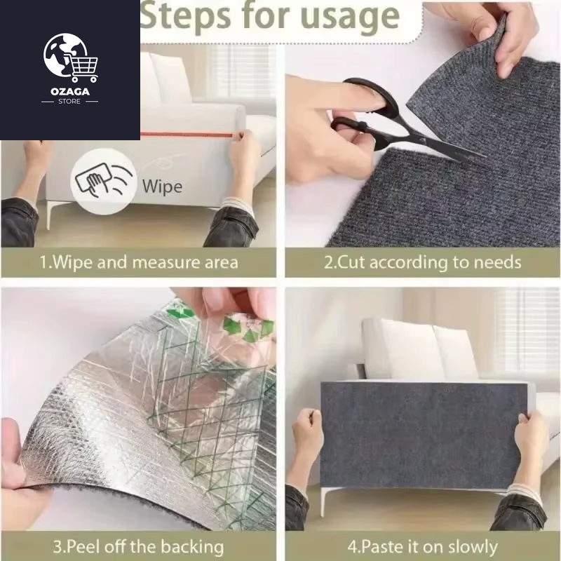 Self-Adhesive Carpet Cat Scratch Board for Wall and Sofa Protection - Trimmable and DIY Solution for Paws Sharpening