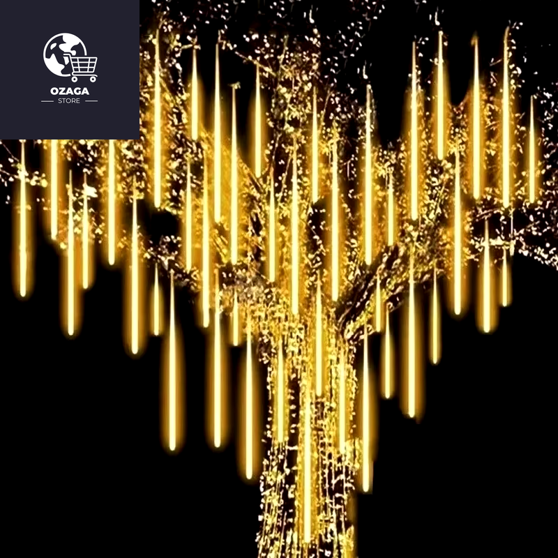 LED Waterproof Meteor Shower Rain Lights - 30CM Falling Raindrop Fairy String Lights for Christmas, Holiday Parties, and Patio Decoration